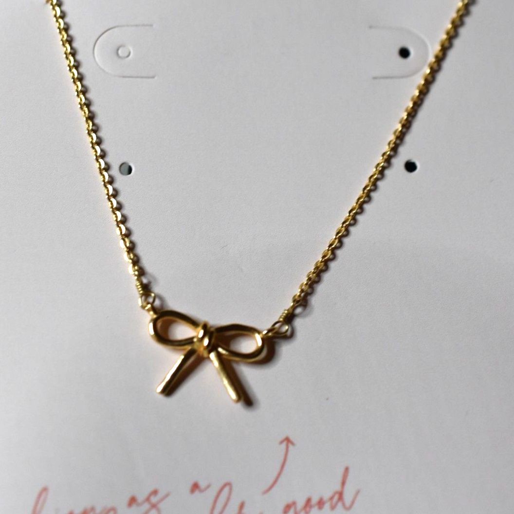 Nip Trades Of Hope Elegant Dainty Gold Tone Bow Simple 18